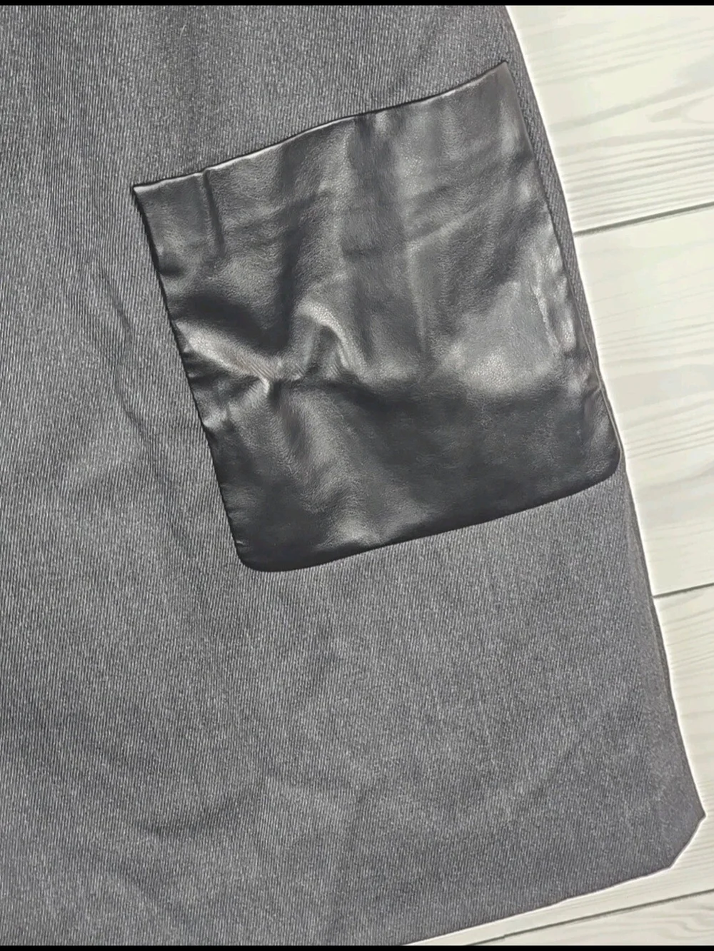 J. Crew Charcoal Gray Sleeveless Shift Dress with Black Faux Leather Pockets 4T